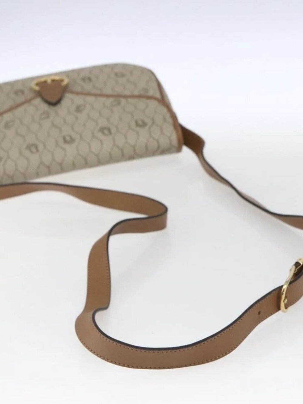 Christian Dior Honeycomb Canvas Shoulder Bag Beige Gold - Picture 8 of 14